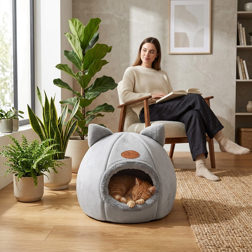 Cozy Pet Cave Bed for Cats and Small Dogs